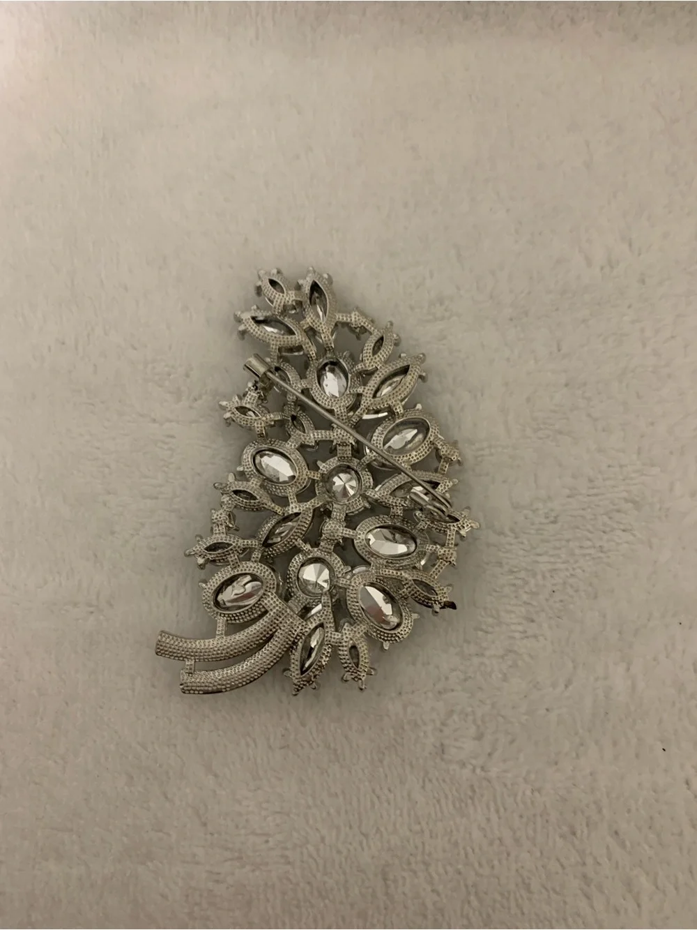 Crystal Cluster Silver-Tone Brooch - Clear Crystal Floral Pin